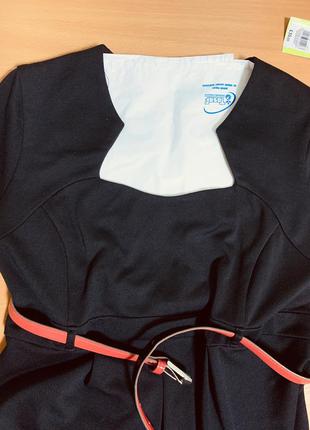 Базовое черное платье футляр с поясом и оригинальной горловиной, 14/42, 180/100а (3966_)6 фото