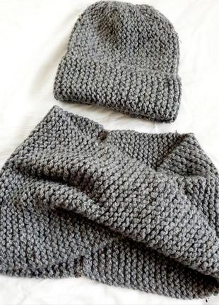 Жіночий теплий в'язаний комплект,hand made