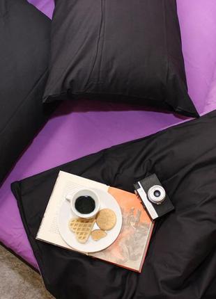 Постільна білизна / комбинированный комплект постельного белья, черный + фиолетовый, 100% хлопок