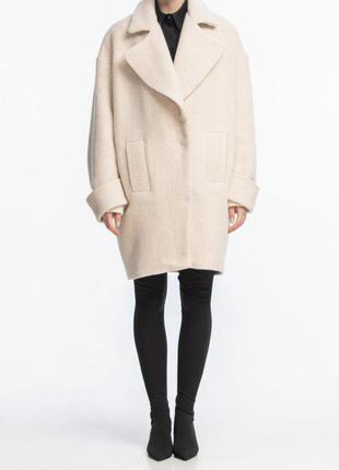 Модное пальто oversize шерсть ёлочка1 фото