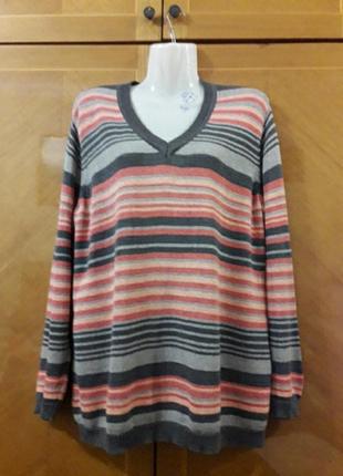 Malva хлопковый свитер полувер   в полоску  р.xl