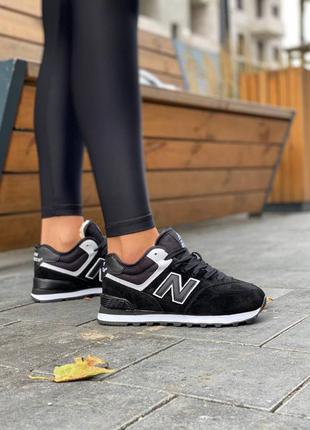 Меховые кроссовки new balance черные