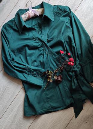 Красивая натуральная блуза с бантом на запах1 фото
