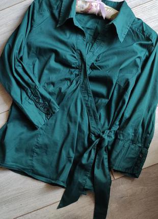 Красивая натуральная блуза с бантом на запах10 фото