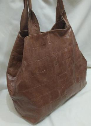 Жіноча містка сумка abro натуральна шкіра з тисненням під рептилію1 фото