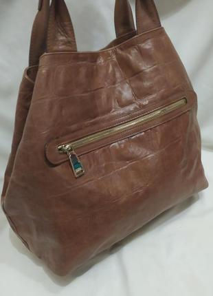Женская вместительная сумка abro натуральная кожа с тиснением под рептилию2 фото