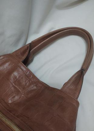 Женская вместительная сумка abro натуральная кожа с тиснением под рептилию5 фото