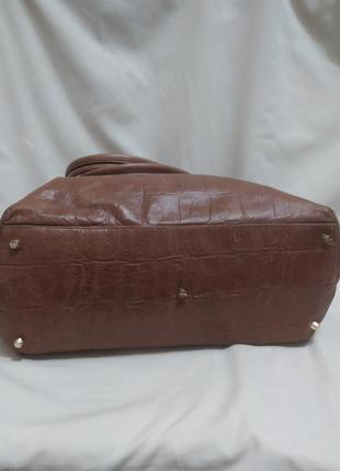 Женская вместительная сумка abro натуральная кожа с тиснением под рептилию8 фото