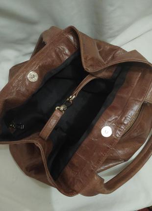 Женская вместительная сумка abro натуральная кожа с тиснением под рептилию7 фото