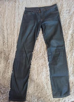 Чоловічі щільні джинси графітового кольору3 фото