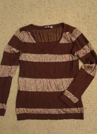 Кофточка в смужку модного шоколадного кольору itali , розмір s.