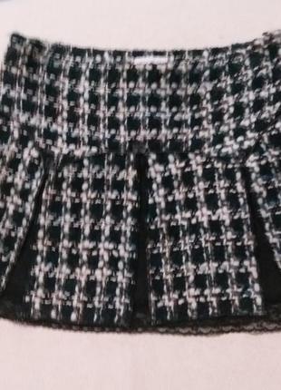 Kookai теплая шерстяная мини юбка в стиле шанель на бедрах1 фото