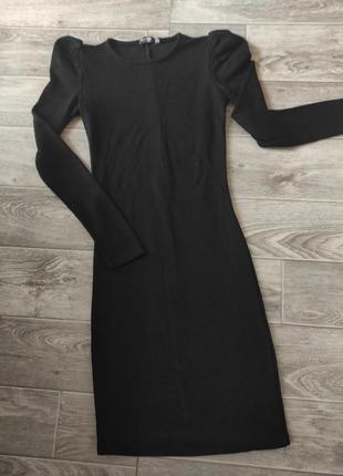 Чёрное базовое платье bershka3 фото