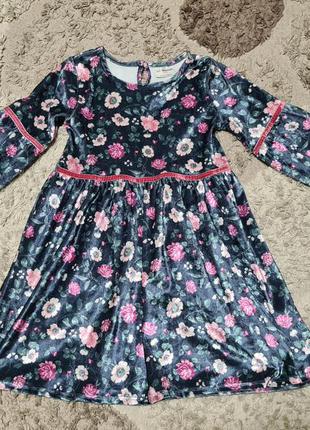 Детское бархатное платье lc waikiki с цветочным принтом5 фото