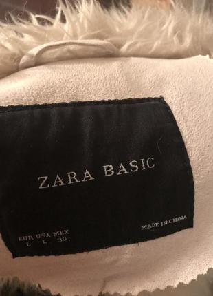 Светлая теплая зимняя дубленка zara2 фото