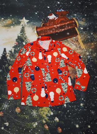 Новая новогодняя красная рубашка  р xl новорічна сорочка