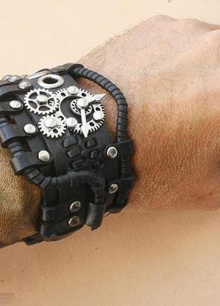 Кожаный браслет стимпанк 4