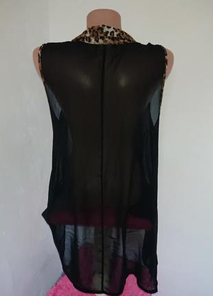 Черная шифоновая блуза туника блузка майка размер 46/483 фото