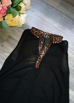 Черная шифоновая блуза туника блузка майка размер 46/485 фото