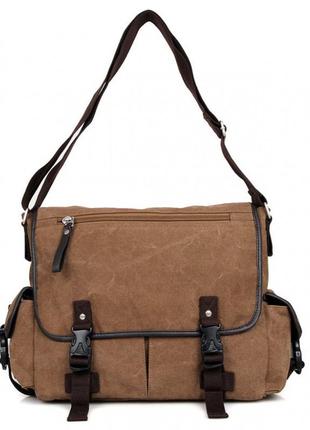 Чоловіча сумка текстильна коричнева7 фото