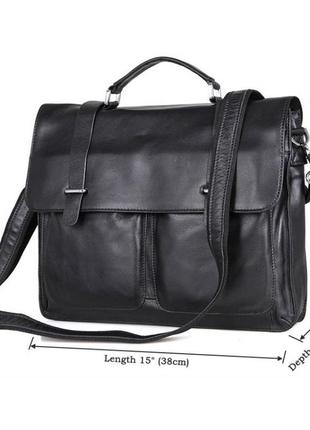 Кожаная мужская сумка чёрная2 фото