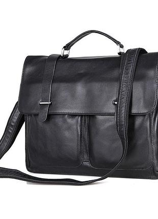 Шкіряна чоловіча сумка чорна