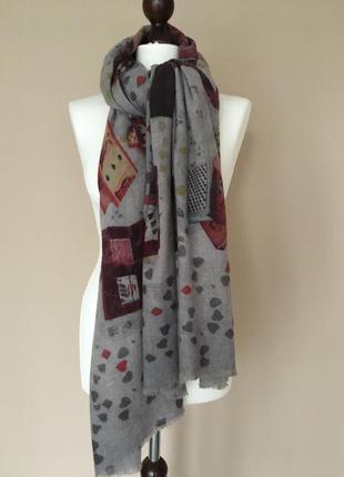 Кашемировый палантин шарф платок бренд  andrea's 1947 cashmere scarf 100% кашемир3 фото