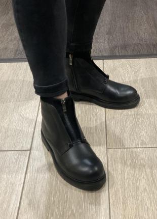 Зимние кожаные ботинки