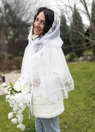 Палантин на голову мереживний для вінчання