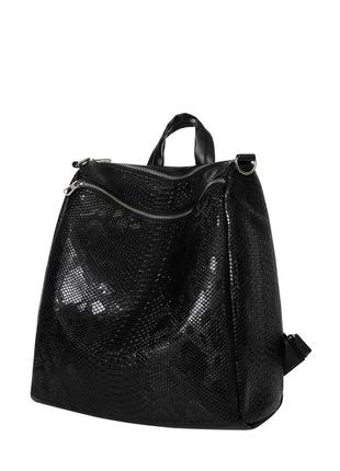 Трендова сумка-рюкзак трансформер з крокодиловим принтом для жінок4 фото