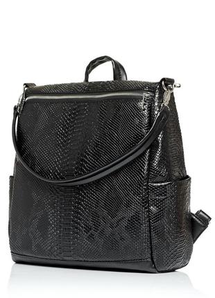 Трендова сумка-рюкзак трансформер з крокодиловим принтом для жінок3 фото