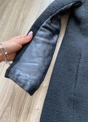 Шуба из искусственного меха чёрная, плюшевое пальто, шуба тедди sandro7 фото