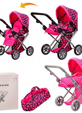 Коляска-трансформер 9346-rose зима-лето, съемная переноска, корзина.