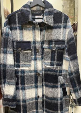 Пальто с шерсть лама длинная рубашка утеплённая рубашка bershka🔥🔥🔥2 фото