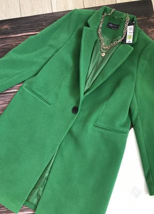 Шикарное пальто кашемировое зелёное яркое3 фото