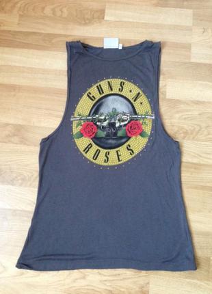 Майка с большими проймами guns n roses типа zara