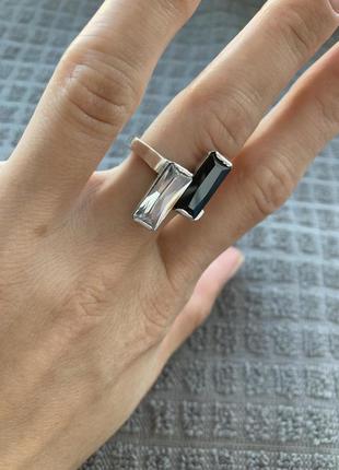 Супер крутое кольцо серебро с прямоугольными камнями6 фото