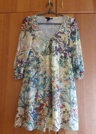 Новое летнее разноцветное короткое платье h&m с цветочным принтом😍5 фото