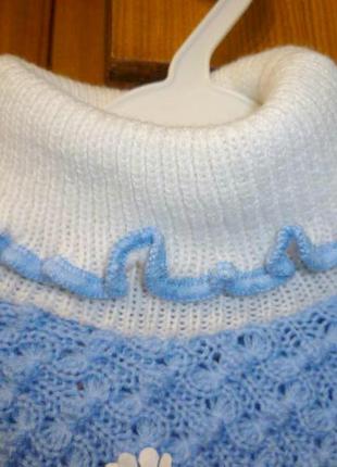 Нарядное теплое пончо-свитер с горловиной и рукавами,рост 104-116см3 фото