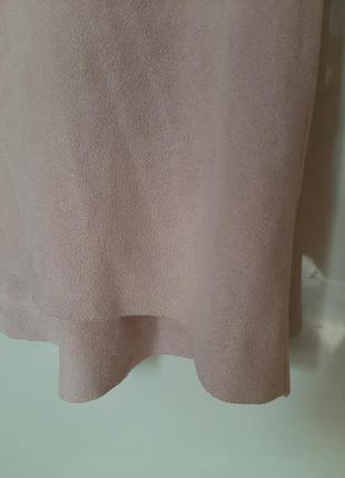 Стильное замшевое платье рукава кожа кожзам плаття оверсайз розовое экозамш кэжуал трапеция разлетайка распашонка5 фото