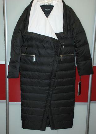Элитный длинный зимний черный пуховик пуховое зимнее пальто настоящий пух 90% basic vogue6 фото