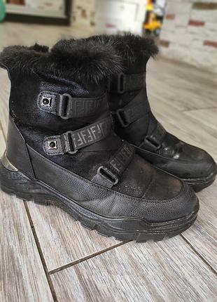 Кожаные, зимние ботинки