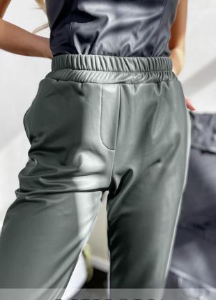 Елегантні теплі штани з еко-шкіри, 3 кольори 💕4 фото