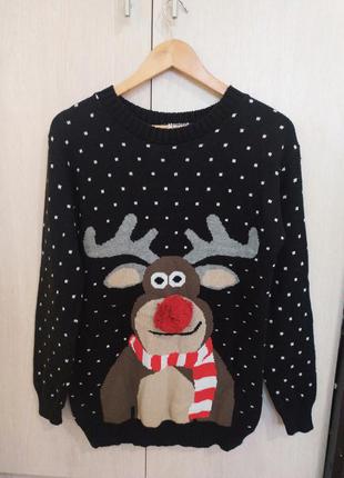Новорічний светр унісекс з оленем1 фото