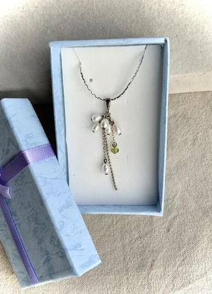 Підвіска японія вінтаж ретро колір срібло натуральний перли ланцюжок кулон