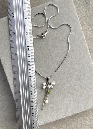 Підвіска японія вінтаж ретро колір срібло натуральний перли ланцюжок кулон3 фото