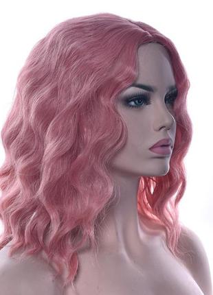 Парик розовый, парик каре, парик волнистые волосы, парик без челки3 фото
