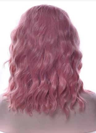 Парик розовый, парик каре, парик волнистые волосы, парик без челки2 фото