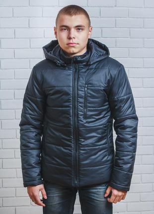Куртка мужская на синтепоне зима черная2 фото