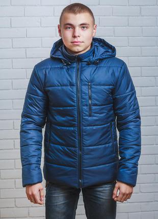Куртка мужская на синтепоне зима темно-синяя1 фото